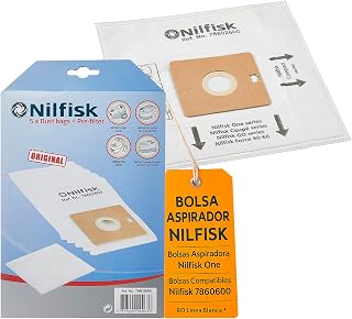 RO Linea Blanca ® Bolsa aspirador compatible con Nilfisk Compact Coupe Go One Force 60 65 122 144 pack 5 bolsas con prefiltro recambio original ref 78602600 alto filtrado accesorio aspiradora limpieza