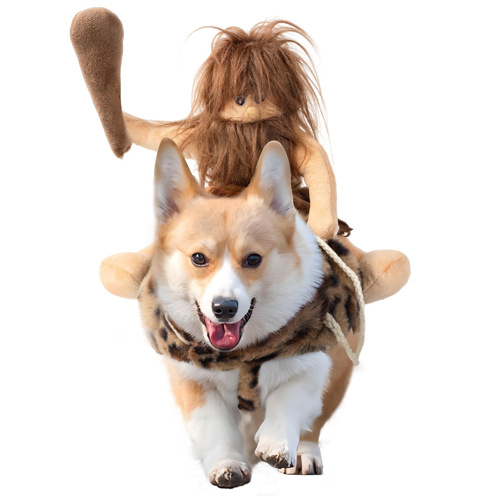 DELIFUR Dog Halloween Costume Funny Dog Cowboy Riding Costume Pet Costume Cat Suit Cowboy Rider Style for Small Medium Large Dogs (Primitive Man,