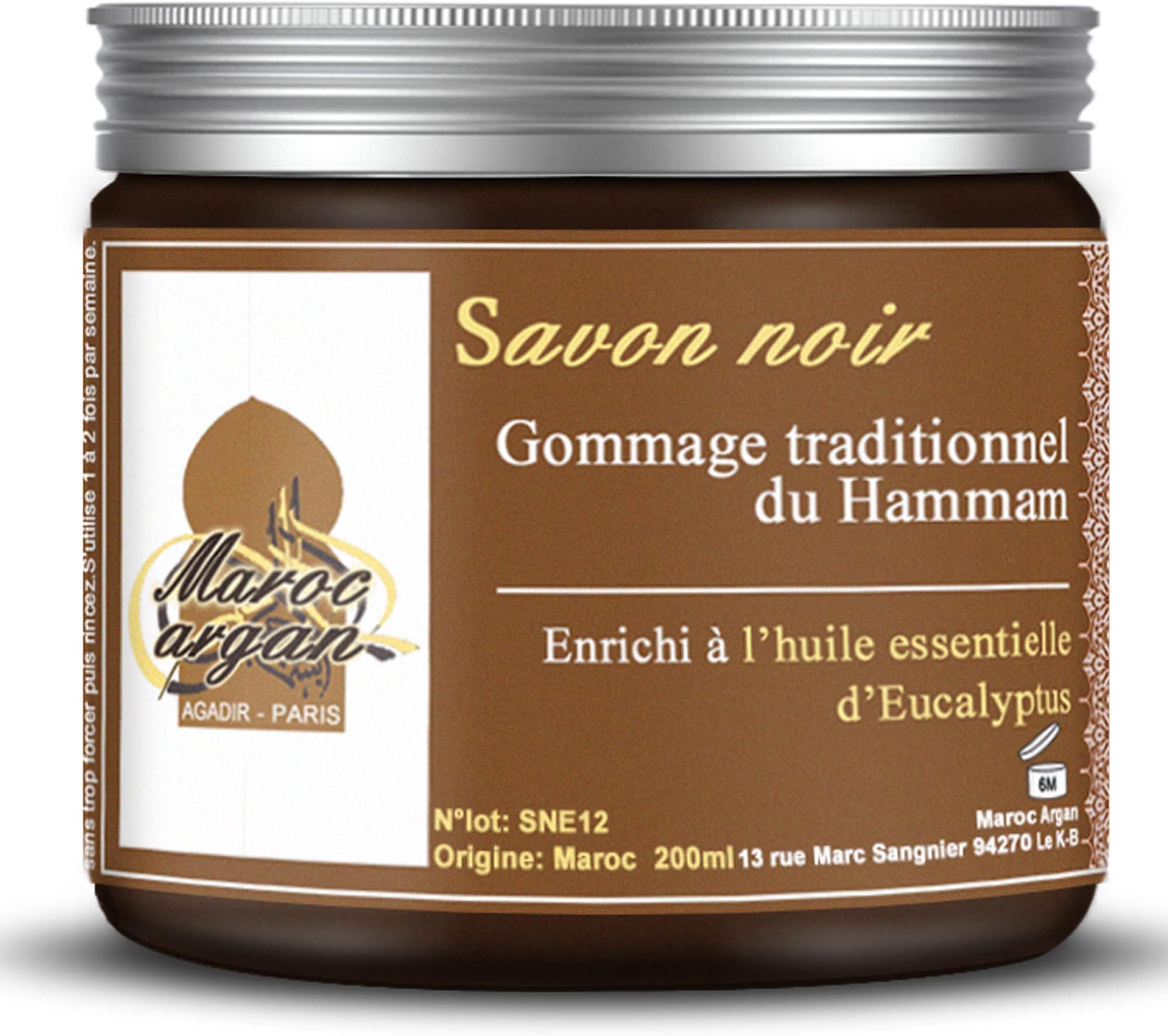 Scrub Black Soap Eucalyptus 100% Natural and Traditional - Exfoliates, Purifies and Softens The Skin - 250g