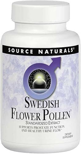 Source Naturals Suplemento de extracto de polen de flor sueca, apoya la función de la próstata y el flujo de orina saludable - 45 tabletas
