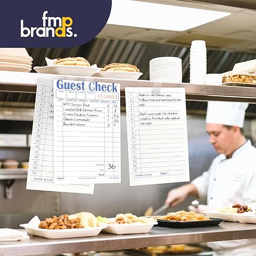 Miniatura 48 de FMP Brands Libros de cheques de invitados para servidores, papel de bloc de notas de servidor, total de 500 hojas (10 blocs), azul con recibo