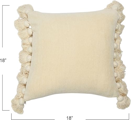 Miniatura 3 de Main + Mesa Almohada cuadrada de chenilla de algodón de 18 pulgadas con borlas