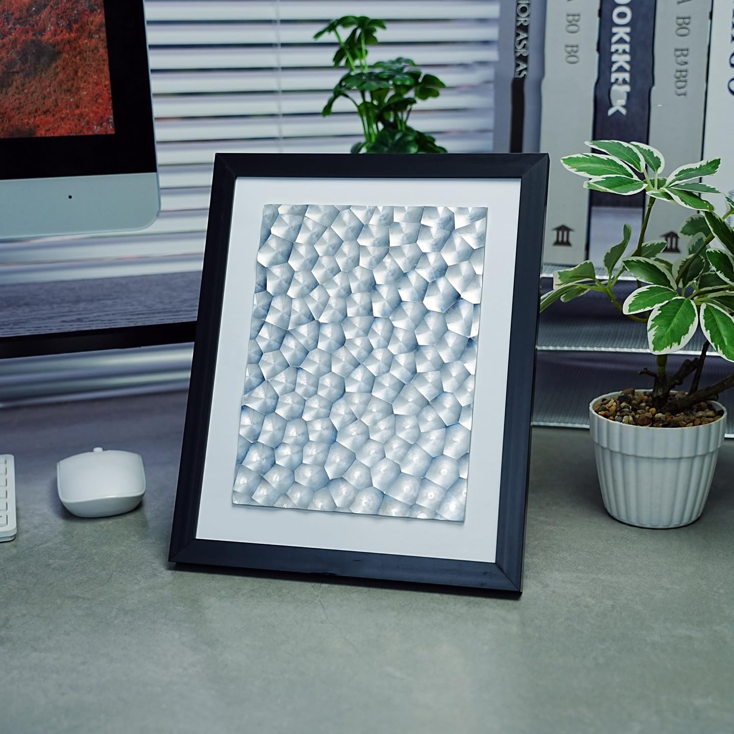 Marco De Fotos con Efecto De Luz Holográfica Dinámica, Adorno Martillado con Luz 3D, Adorno De Escritorio con Efecto Iridiscente, Creativo De Cumpleaños O para