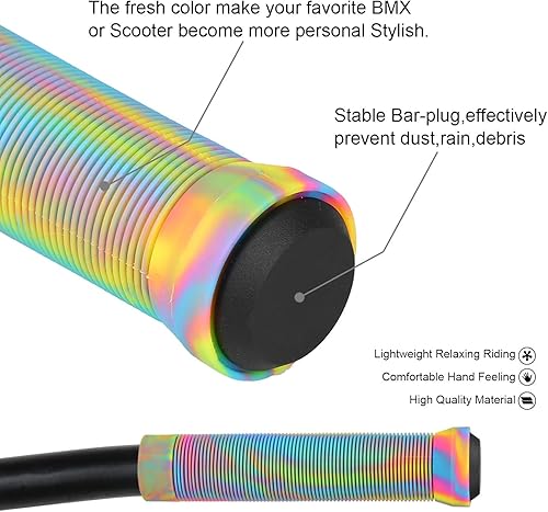 Miniatura 6 de Empuñaduras para scooter, empuñaduras de manillar MTB y BMX de colores mixtos  Empuñaduras suaves de 5.709 in para scooter Pro Stunt Kick, bicicleta