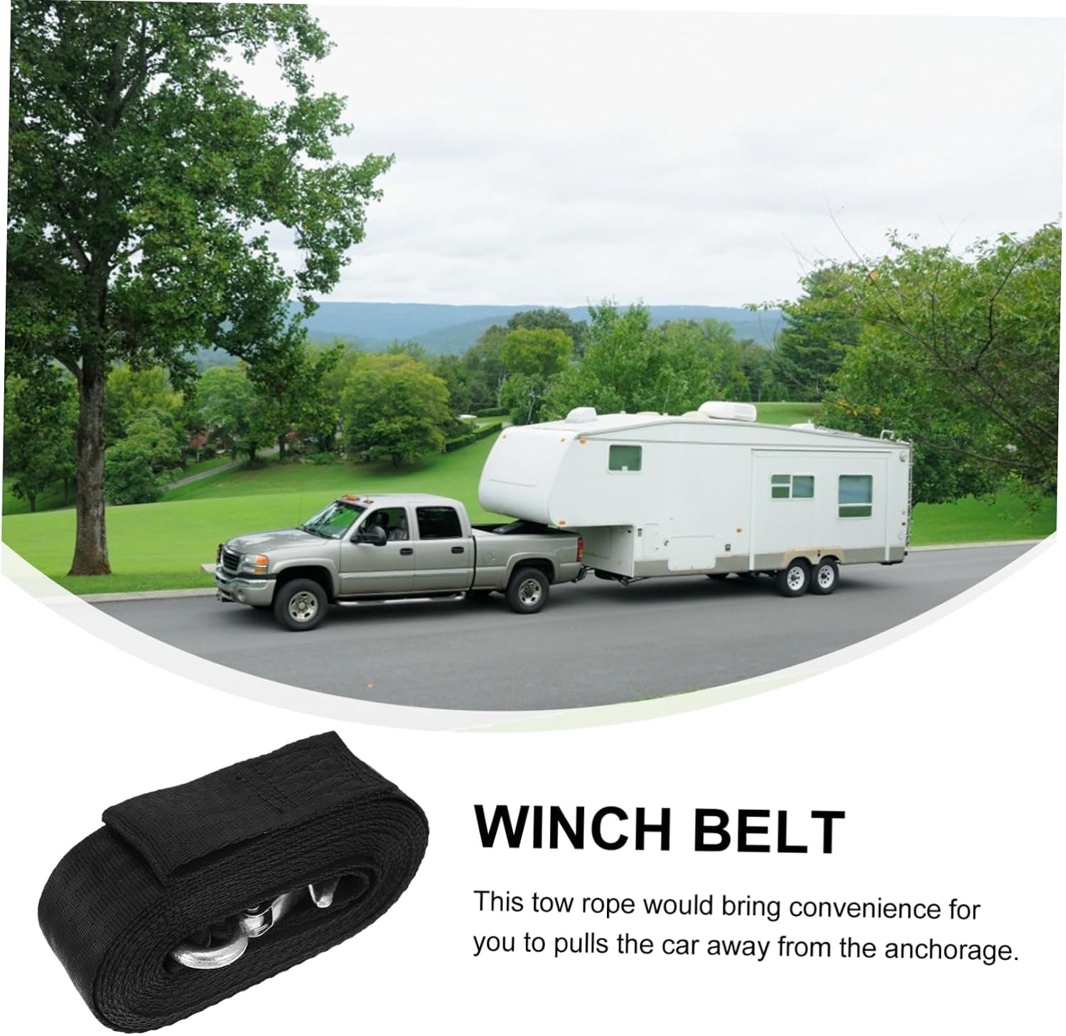 SOLUSTRE Winch Strap for Trailer Winch Strap Buckle Emergency Safety Rope Boat Fixed Rope Black Polyester