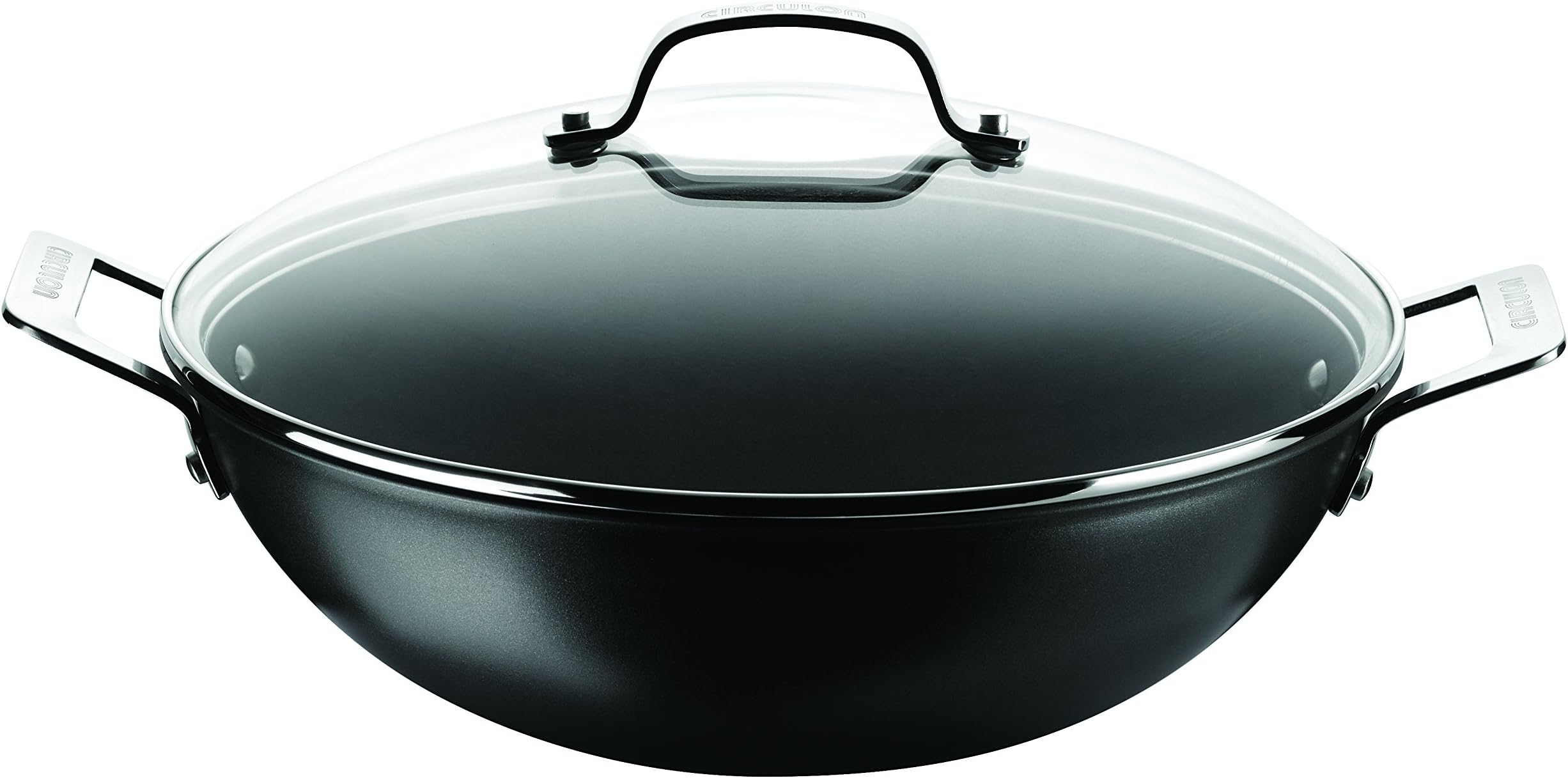 Circulon Wok 34 cm – Induction Non Stick Stirfry Pan with Toughened Glass Lid – Hard Anodized Aluminium Cookware – Induction, Oven and Dishwasher Safe