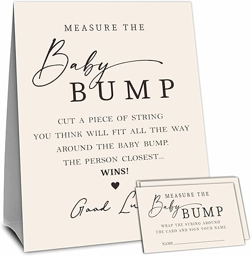Baby Shower color beige mide la protuberancia, mide el vientre de mamá - 1 letrero de pie y 50 boletos - Revelación de género, baby shower,