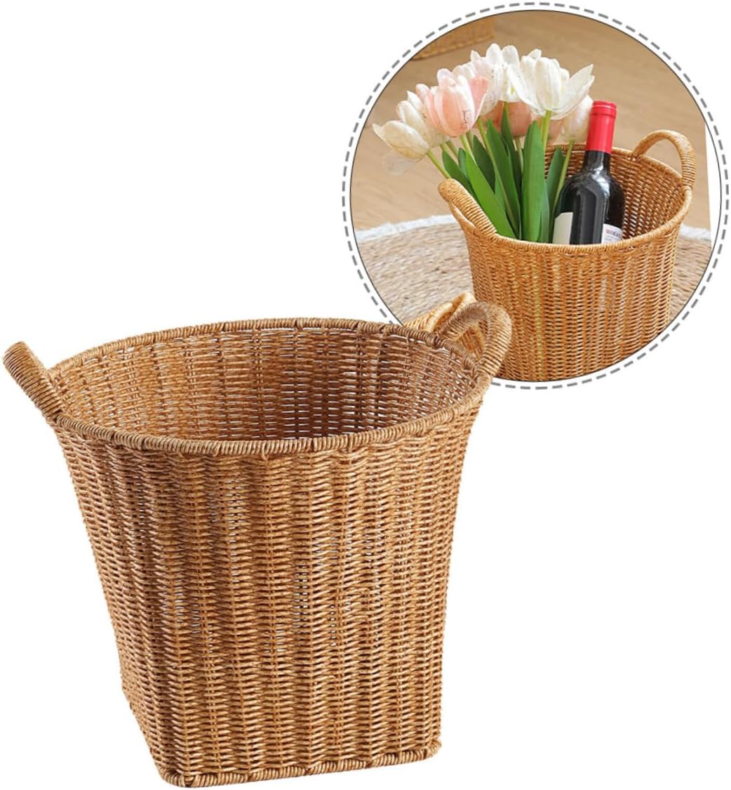 Organizing Basket Large Capacity Storage Woven Imitation Rattan Flower Basket