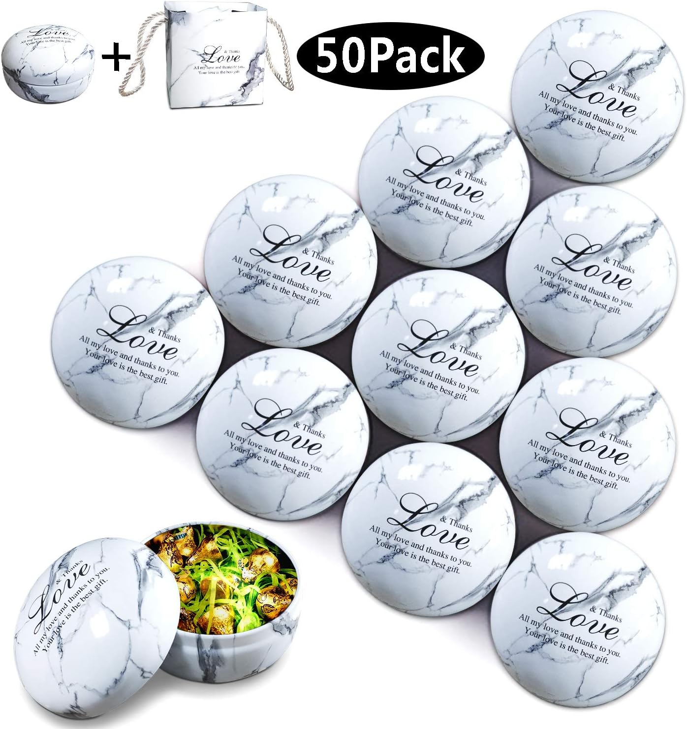 MAGCOLOR 50pc Packaging Gifts for Guests Suitable for Wedding Favors Box, Party Favors Bags, Candles, and Food Storage, Christmas Treat Bag with Gift Basket (7oz)