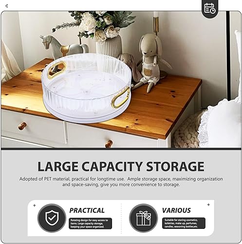 Miniatura 5 de Kichvoe Bandeja giratoria de almacenamiento de cosméticos, organizador de escritorio para maquillaje, cuidado de la piel, artículos diversos, diseño