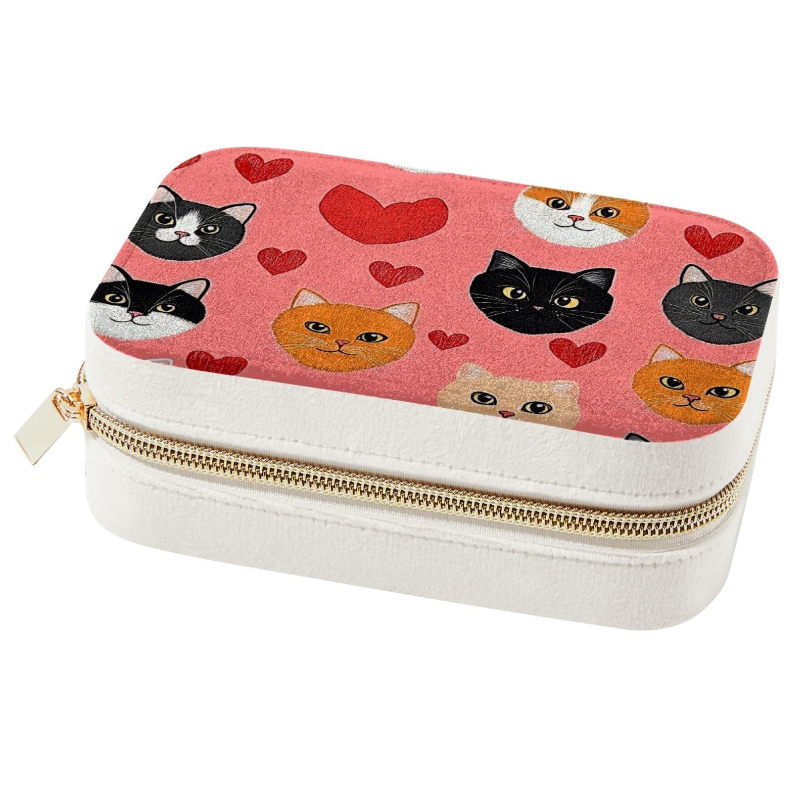 Boîte à bijoux de voyage chat rose pour emporter vos colliers partout