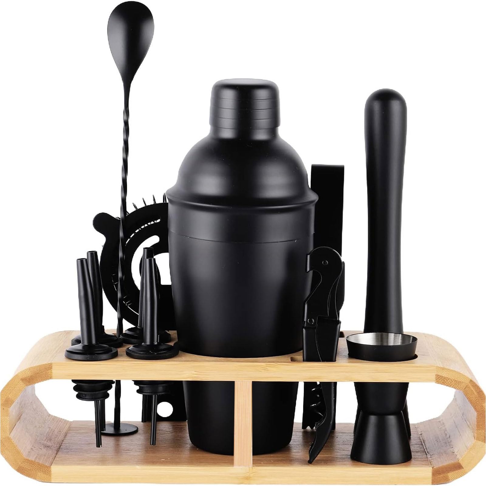 Coctelera para Cócteles Kit 12 piezas Profesional Barman Herramientas Con Soporte con Mortero de Cóctel Accesorios Profesional Cóctel Recetas set de regalo para Mezclar Bebidas,Barra,hogar,Fiestas