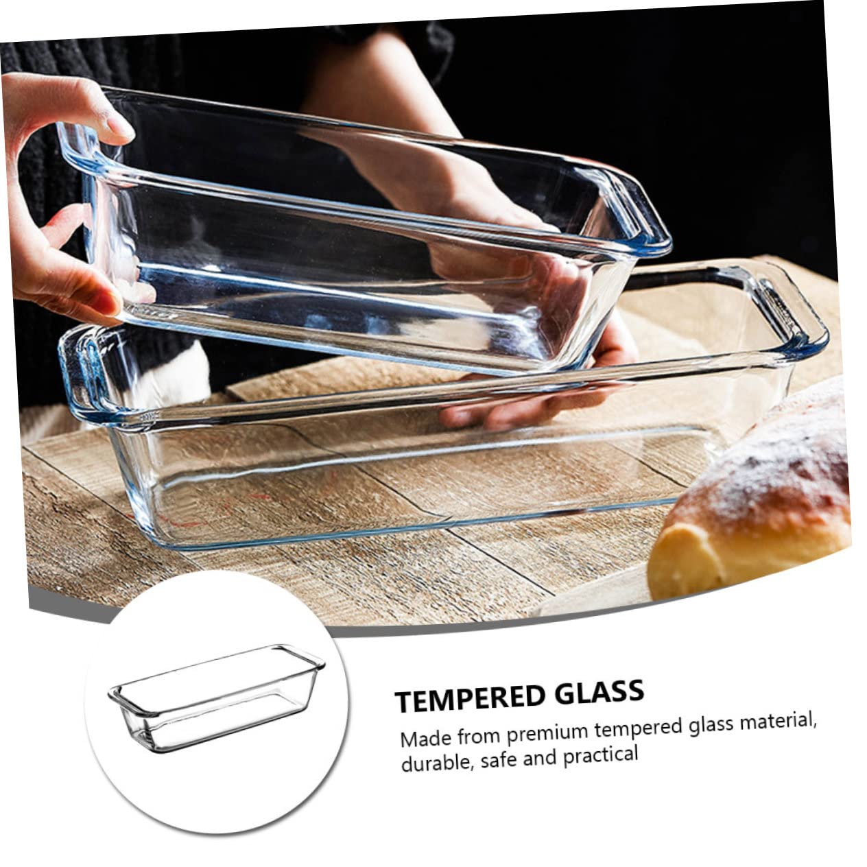 Cabilock Tempered Glass Plate Baking Pan Rectangular Cake Plate Glass Salad Dish Food Serving Plate Dishwasher Safe Easy to Clean