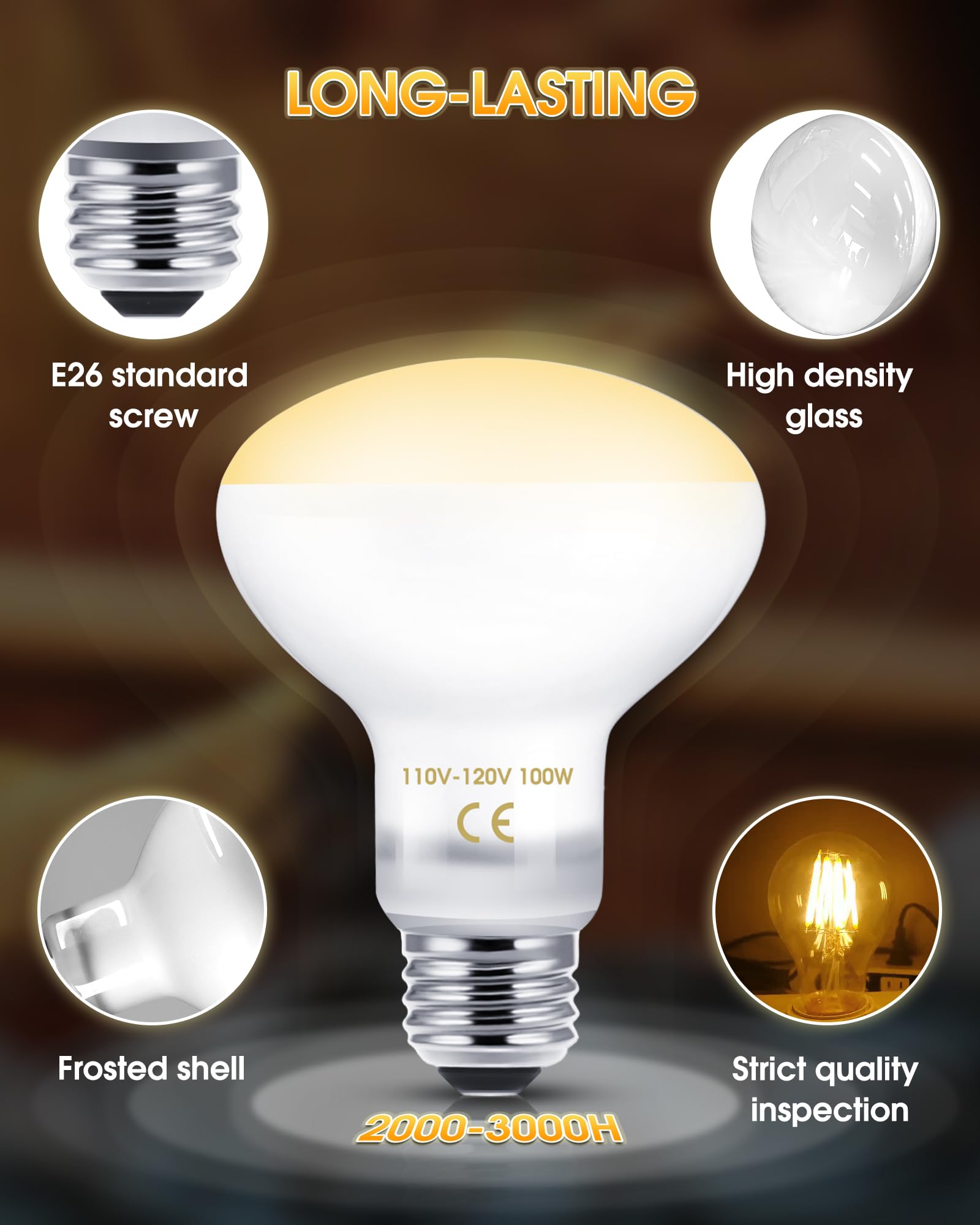 Reptile Heat Lamp Bulbs -100W UVA Natural Daylight Heating Lamp Basking Bulb for Bearded Dragon, Basking Spot Floodlight Light for Reptiles, Lizard, Turtle, Snake Bathroom, Plants,Chickens Pets,2 Pack - image 7