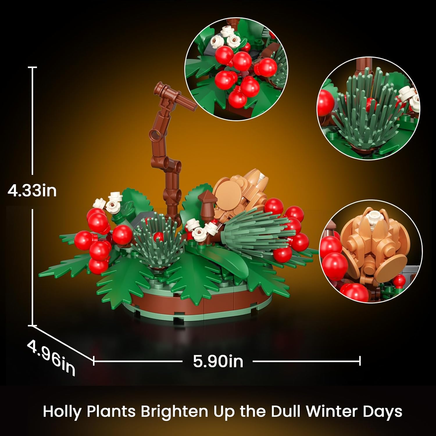 Image showing the dimensions of the assembled cardinal model, highlighting its height and width.