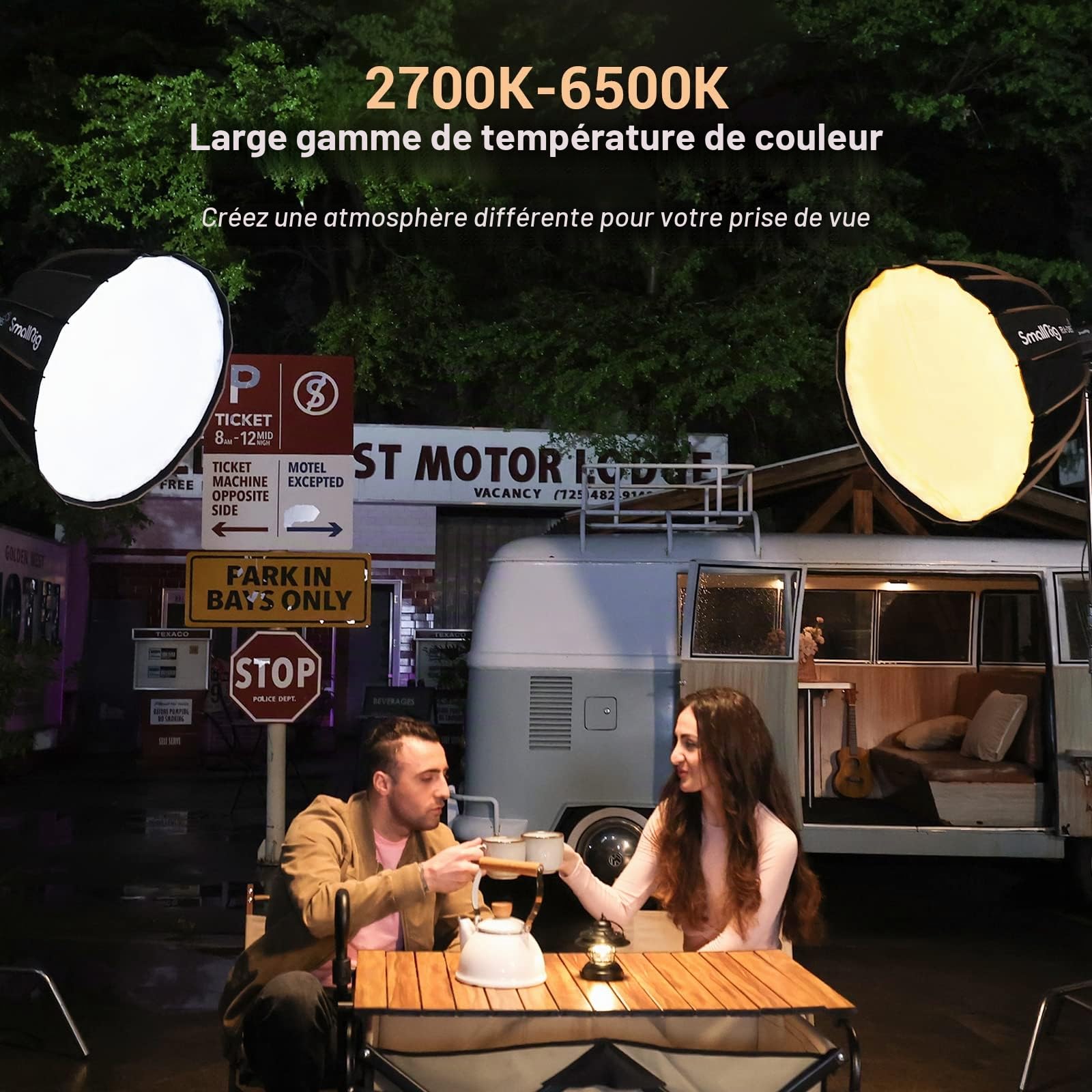 SMALLRIG 220W COB Video Light, Bicolore 2700K-6500K 84500Lux Continuous Output Light avec 9 Effets d'Eclairage, CRI 95+ Bowens Mount Light avec 2 Méthodes d'alimentation App Control, RC 220B - 3621