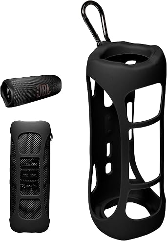 Silicone Cover Skin for JBL Flip 6 Portable Bluetooth Speaker by Alltravel, Portable Full Protection Solution, Customized Skin with Color and Shape Matching Black