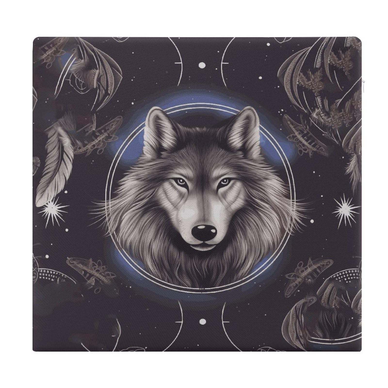 LDGSUPH - Wolves and Dream Catcher Seat Cushions for Office Chair Square Cushions Soft Floor Cushions Comfortable Memory Foam Cushion Cushions for Home Travel Chair