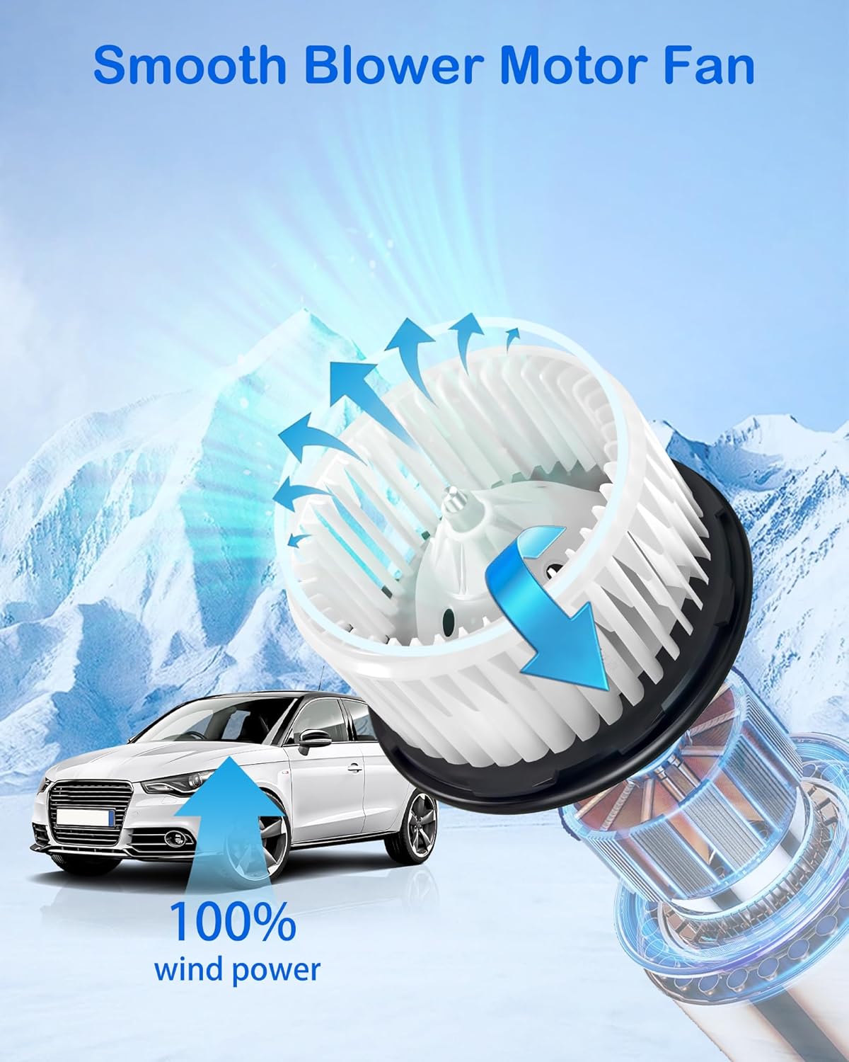 AC Blower Motor Fan HVAC Heater Blower Compatible with Chevy Avalanche 2007-2013,for Silverado 1500 2007-2013,for GMC Yukon 2007-2014，for Sierra 1500 2007-2013 Front Replacement 700164