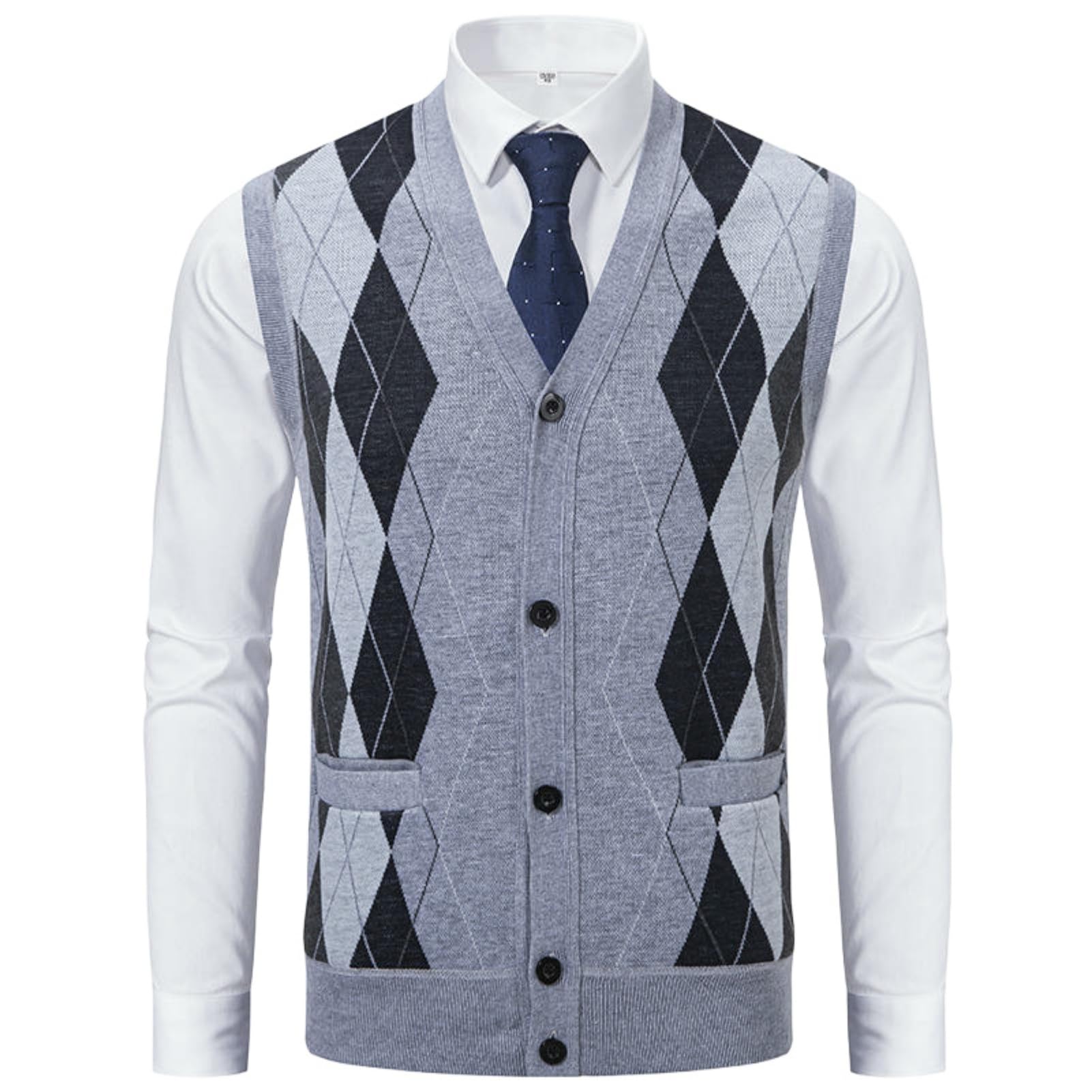 Chaleco de punto para hombre sin mangas con forro térmico 8