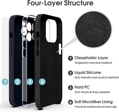 Miniatura 6 de Supdeal Funda de silicona líquida para iPhone 13 Pro, protección de la cámara, antihuellas dactilares, carga inalámbrica, funda protectora de 4