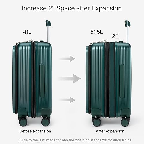 Miniatura 5 de Hanke Grace - Maletas con ruedas rígidas, equipaje de mano aprobado por aerolíneas, maleta de viaje de 20 pulgadas, equipaje ligero Tsa para viajes
