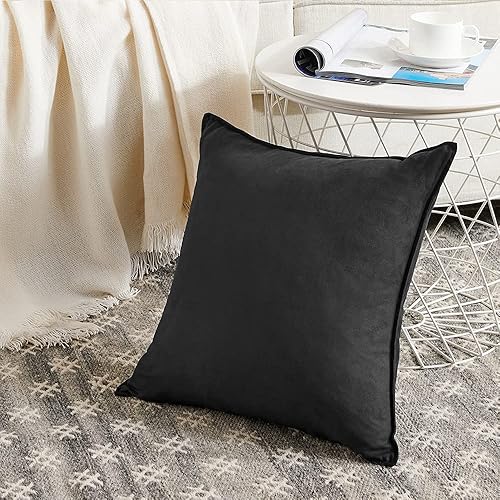 Miniatura 2 de Fancy Homi Paquete de 2 fundas de almohada decorativas gris oscuro de 20 x 20 pulgadas, decoración moderna del hogar, funda de cojín cuadrada de