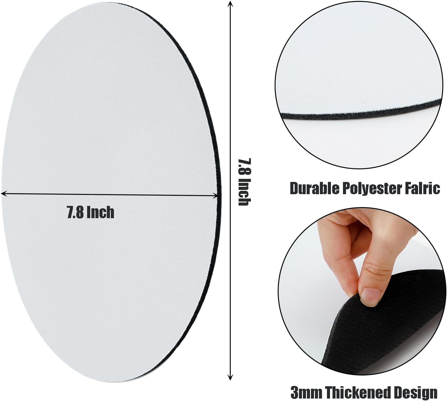 Nicunom 40 Pcs Sublimation Mouse Pad Blanks, Round Mouse Pad Heat Press Printing Crafts Mousepads DIY Personalized Mouse Pads Anti-Slip Rubber Small Mouse Mat for Office Laptop Computer Gaming