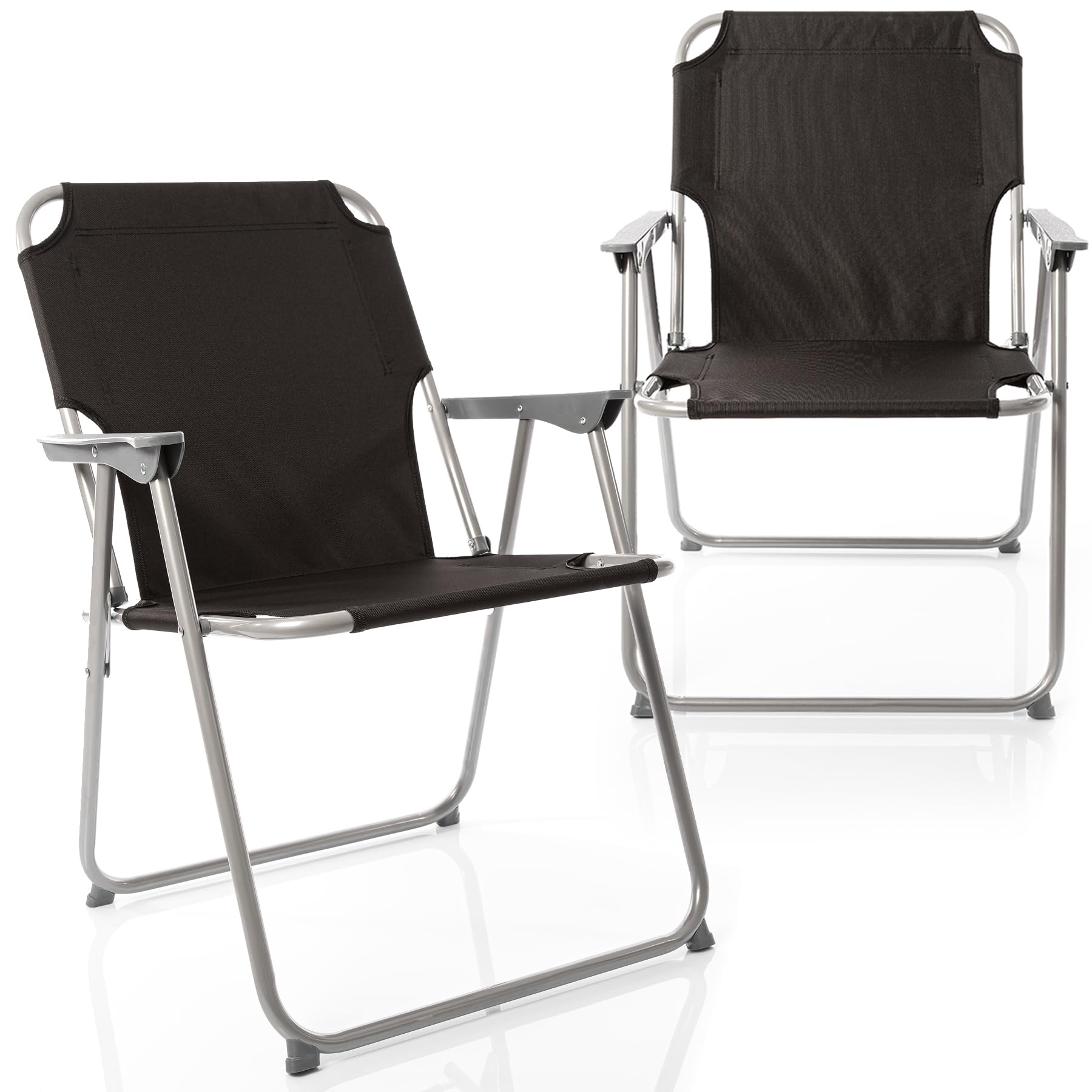 BigDean Lot de 2 chaises Pliantes Noires de Camping Robustes jusqu'à 120 kg