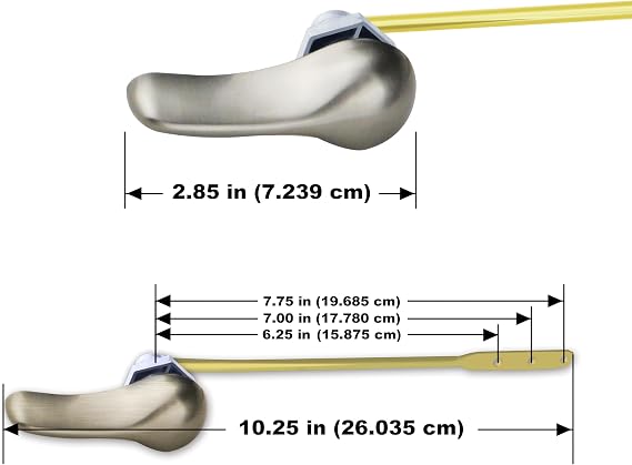 HO2ME 2-Pack Brass Toilet Tank Flush Lever, Brushed Nickel
