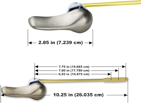 HO2ME 2-Pack Brass Toilet Tank Flush Lever, Brushed Nickel