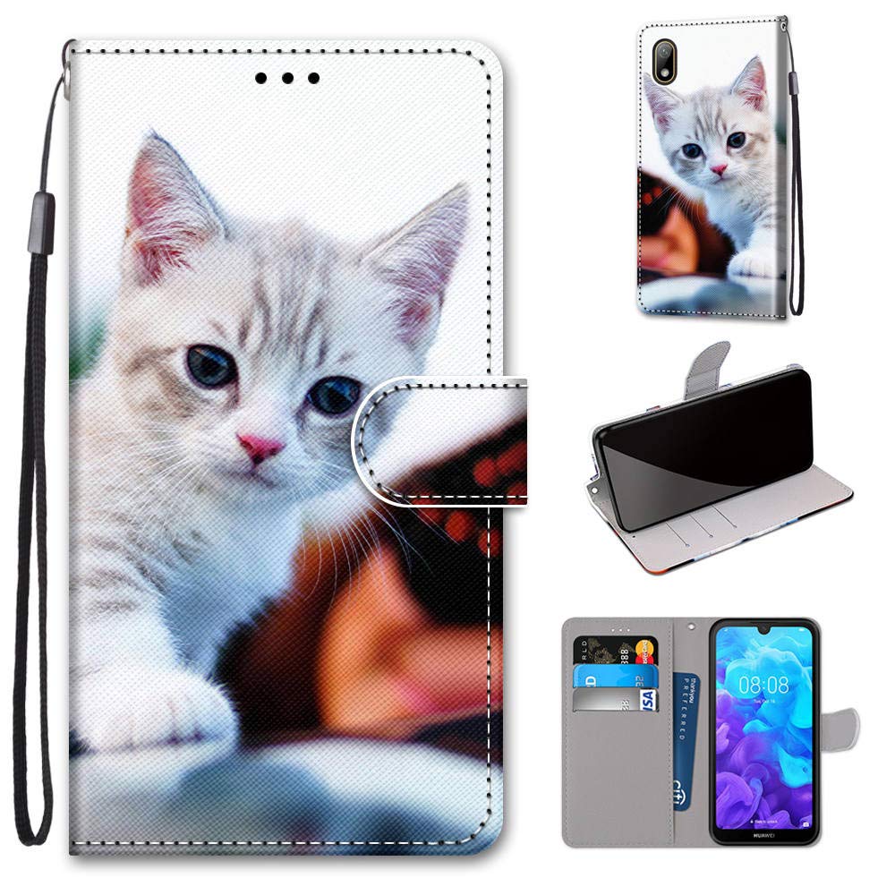 Custodia Con Portafoglio Per Huawei Y5 2019 – Pelle PU Viola Chiaro Con Motivo Mandala, Flip Con Supporto, 3 Slot Carte E Tasca Contanti