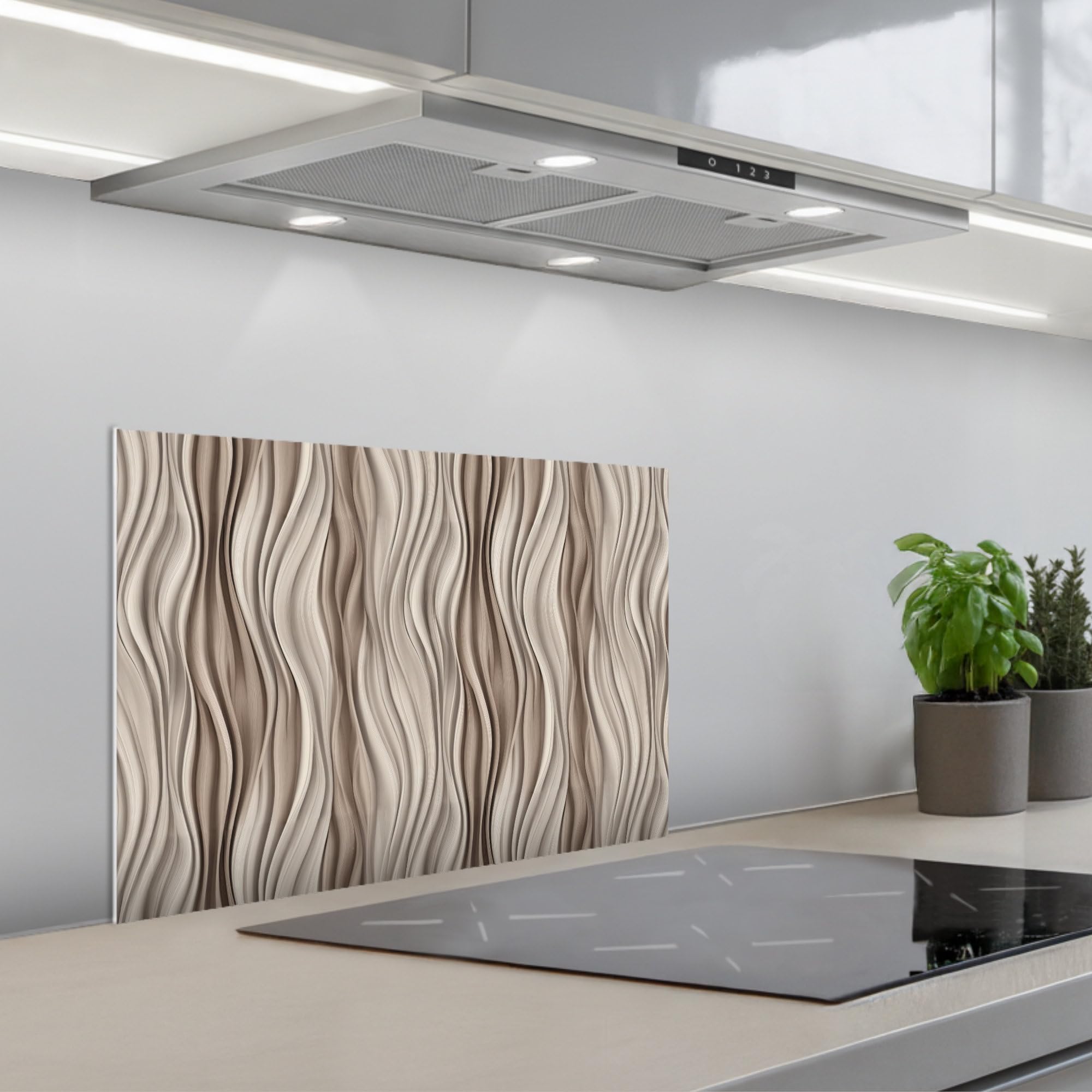 Fond de hotte intérieur cuisson crème 40x60 - Crédence ondes 3D KitchenYeah - 8