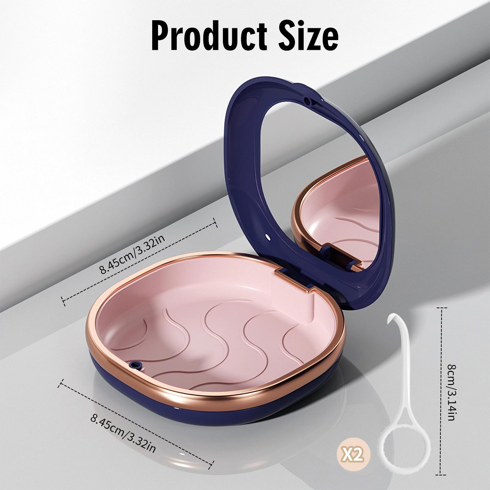 Lot de 2 étuis de retenue avec miroir, étui de retenue avec outils de retrait pour alignement Invisalign, boîte de prothèse dentaire portable, protège-dents, étuis de voyage, boîte