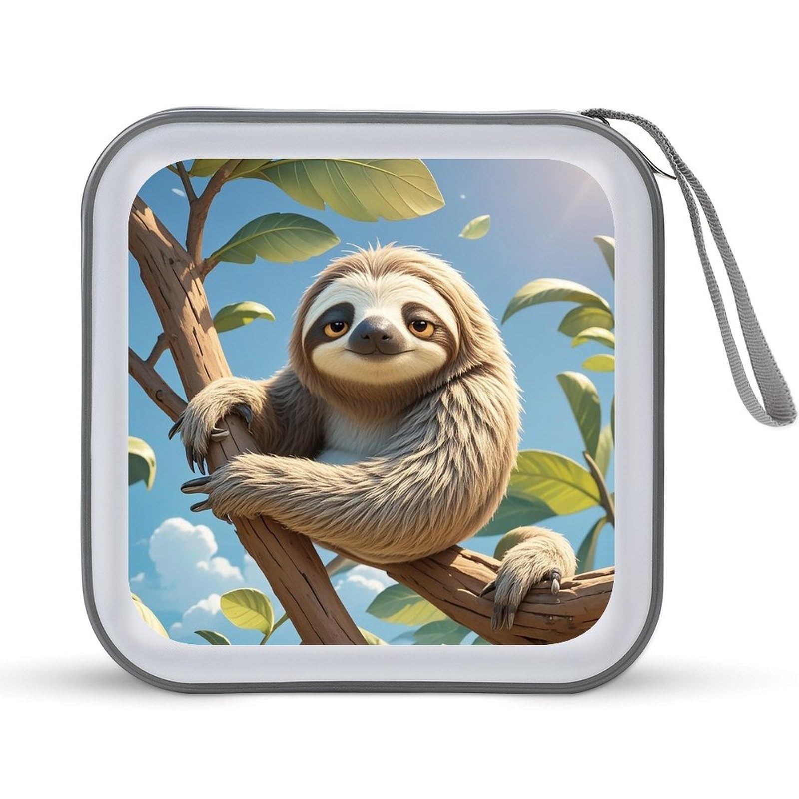 LZQPOEAS Cartoon Sloth CD Case DVD Case Holder Wallet 40 Capacity Hard Plastic CD/DVD Portable Storage Binder Zipper DVD Disc Cases CD Storage Organizer Holder for Car Home Office