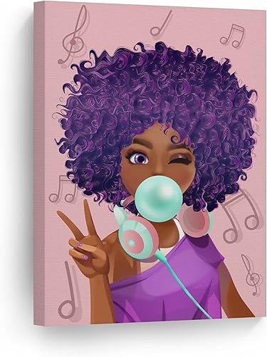 Arte de pared afroamericano, arte de pared de niña negra, chica bonita afroamericana, goma de mascar azul turquesa, impresión afroamericana rosa Arte de pared afroamericano, arte de pared de niña negra, chica bonita afroamericana, goma de mascar azul turquesa, impresión afroamericana rosa