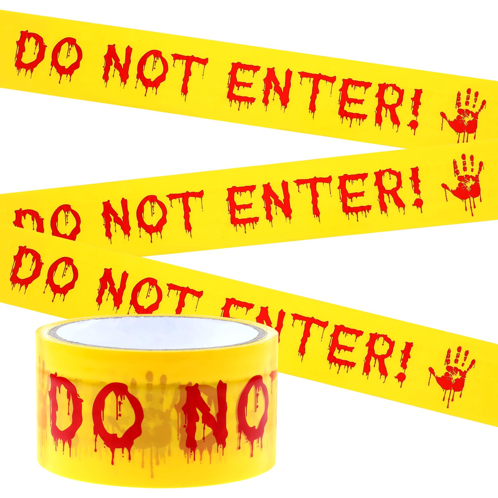 Amabro Taśma ostrzegawcza z dekoracjami na Halloween, 4,8 cm x 25 m, nie wchodź, straszna taśma ostrzegająca o niebezpieczeństwie, dekoracje na Halloween, straszna rolka taśmy na imprezy(DO NOT ENTER)