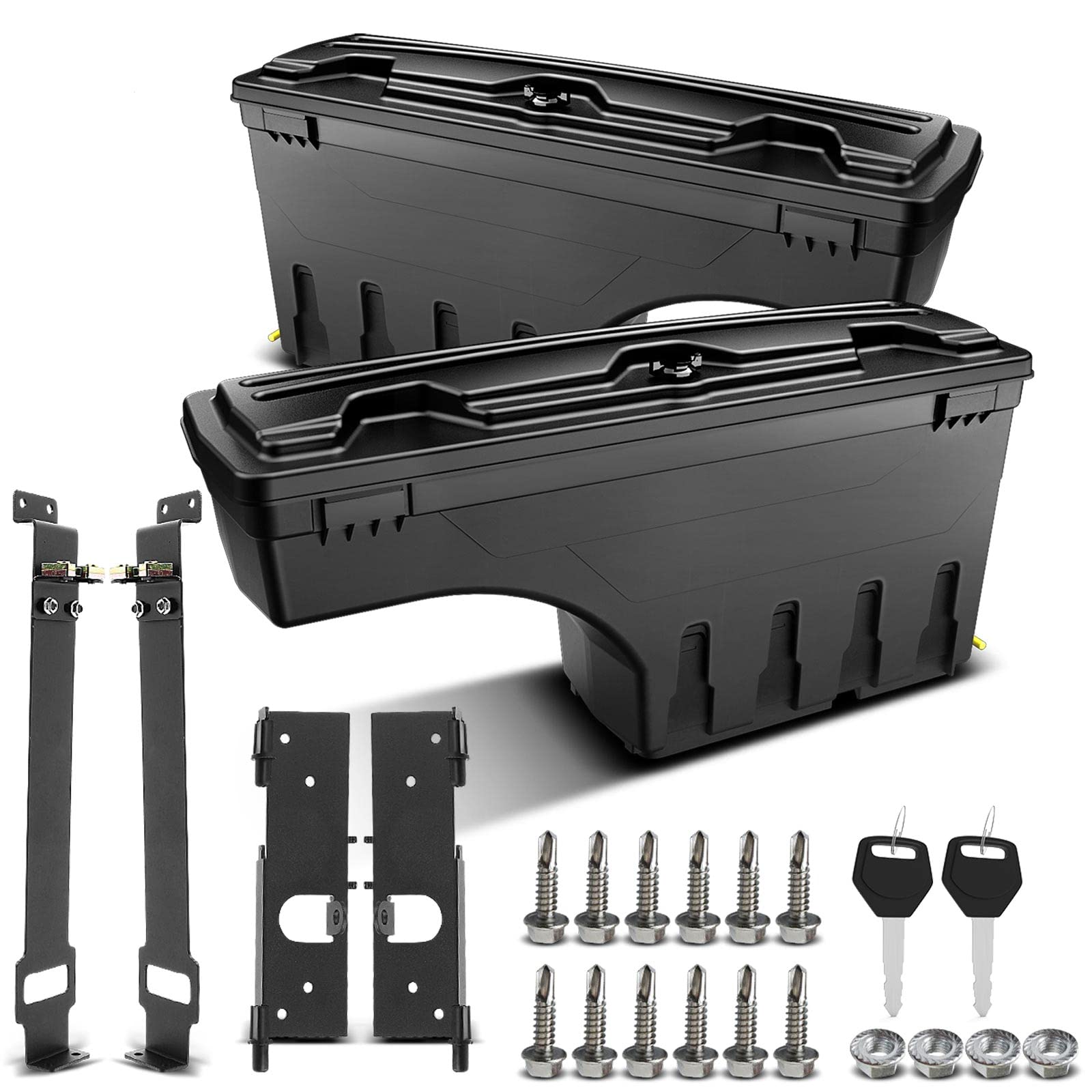 YHTAUTO Set of 2 Truck Bed Storage Tool Box Lockable Compatible with 2016-2023 Nissan Titan & Titan XD, Not Fit the UTILI-TRACK System, Swing Waterproof Wheel Well