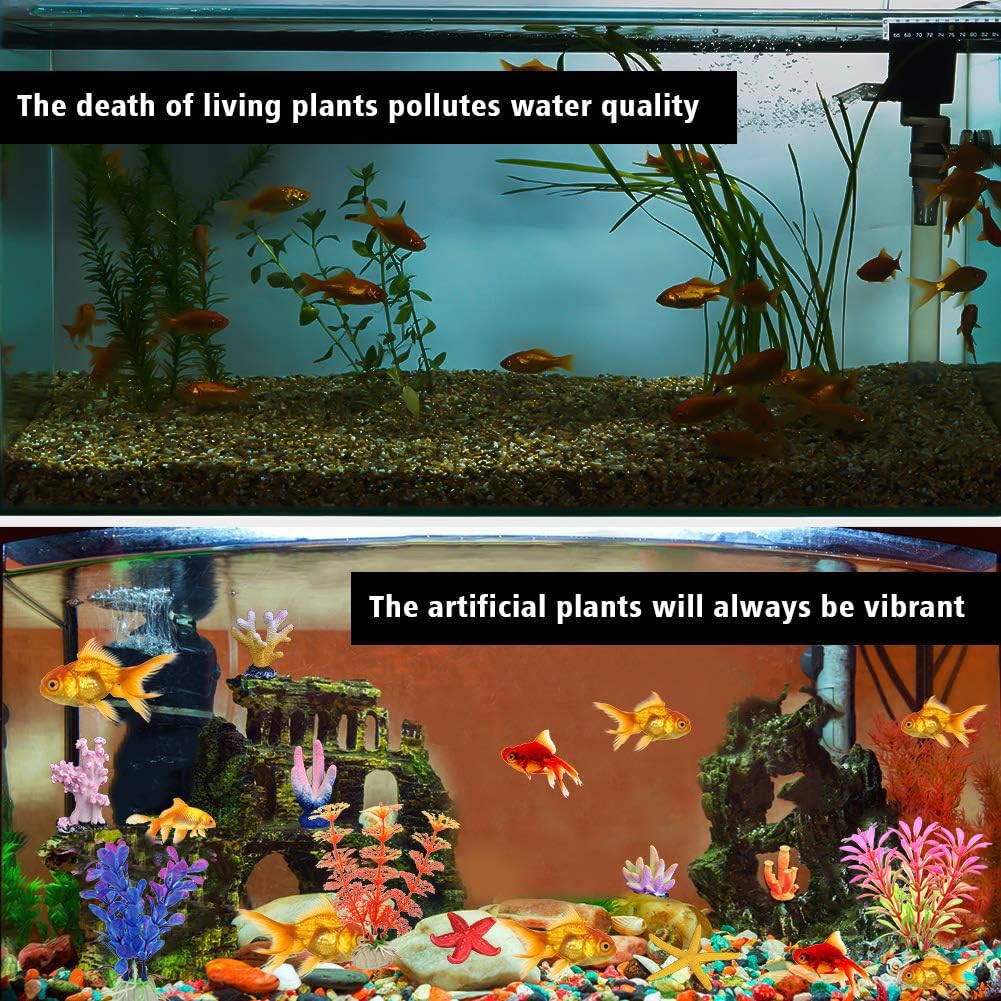 EQLEF Corail Aquarium Artificielle, Corail et Aquatiques Plantes d'aquarium Décorations Ornements d'aquarium Lot de 10