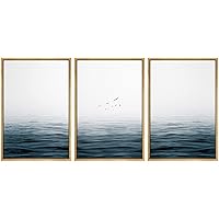 SIGNWIN 3 Piece Framed Canvas Wall Art Sea Level Landscape Canvas Prints Home Artwork Decoration for Living Room,Bedroom - 16