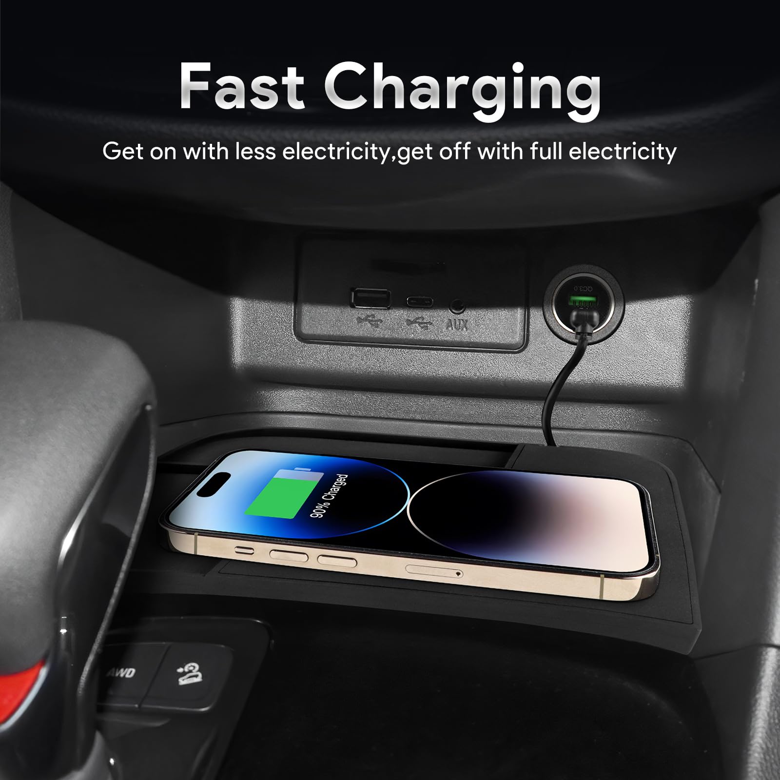 FDAIUN Wireless Phone Charging Pad for Chevrolet Equinox 2018 2019 2020 2021 2022 2023 Silicone Material Dual Charging Ports Charger Station 15W Adapter for Smartphone