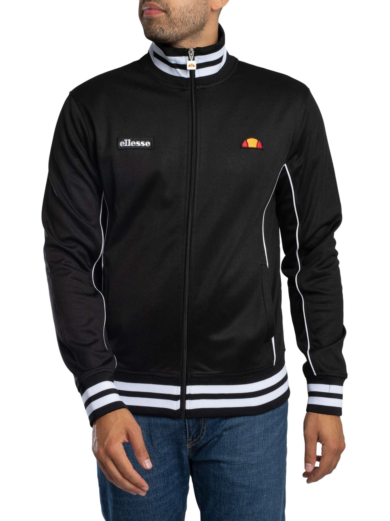 Ellesse Men's Track Jacket - Black - Cotton - XL