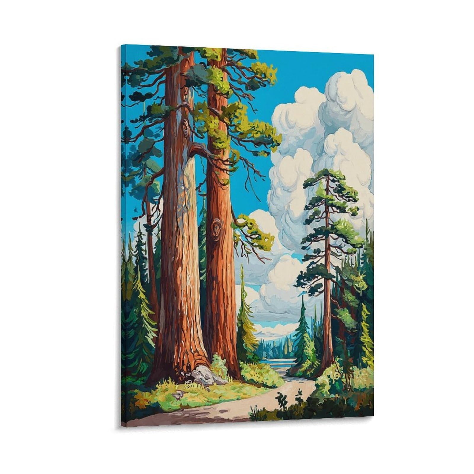 ZBBGGOZ Big Basin Redwoods State Park Poster 24x36inch(60x90cm) Vintage Watercolor Canvas Art