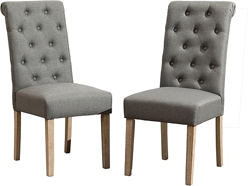 Dining Chairs for Room, Table & Seating Chair Sets Kitchen - Solid Wood Tufted Parsons Dining Chairs, Set of 2, High Back Design for Dining Room,