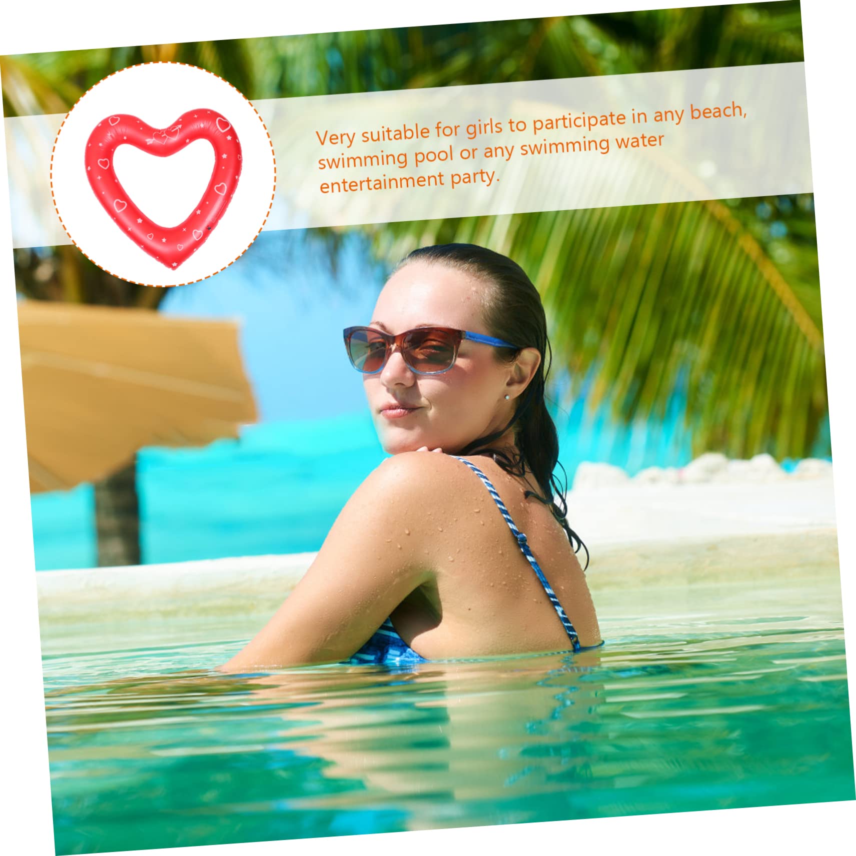 Anneau De Natation d'amour Flotteurs De Piscine Anneau De Flotteur De Piscine Flotteur De Piscine en Forme De Coeur Piscine Gonflable en Forme De Coeur Rouge Plastique