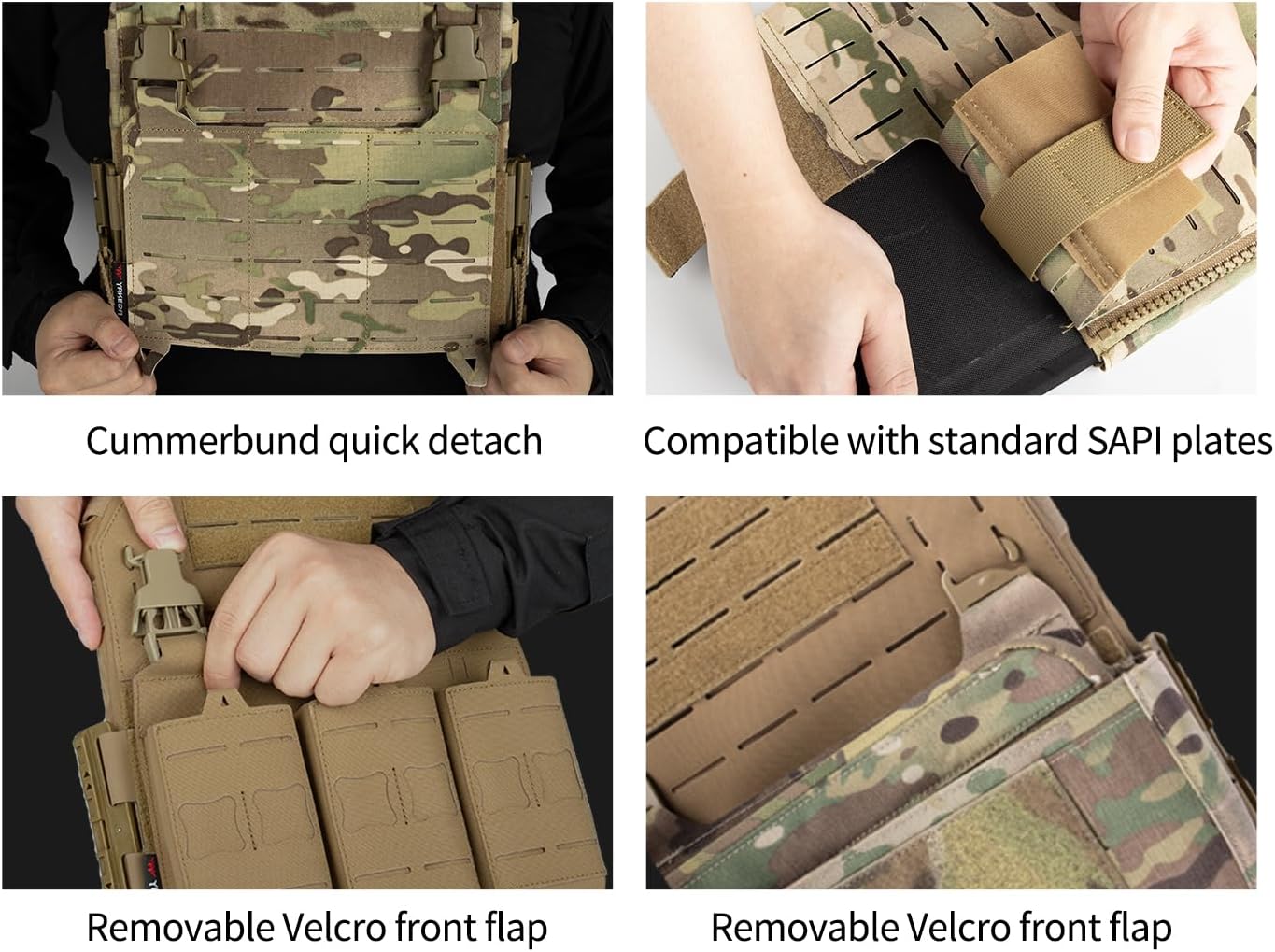 YAKEDA Tactical Training Vest with PALS System - Adjustable Straps Quick-Release Buckle for Hunting