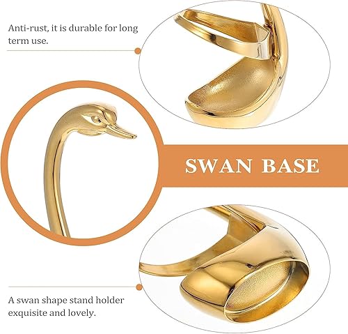 Miniatura 9 de Juego de cucharas de postre de café, juego de 12 cucharas de metal, cuchara de café pequeña y elegante y organizador con cisne, cuchara de cisne