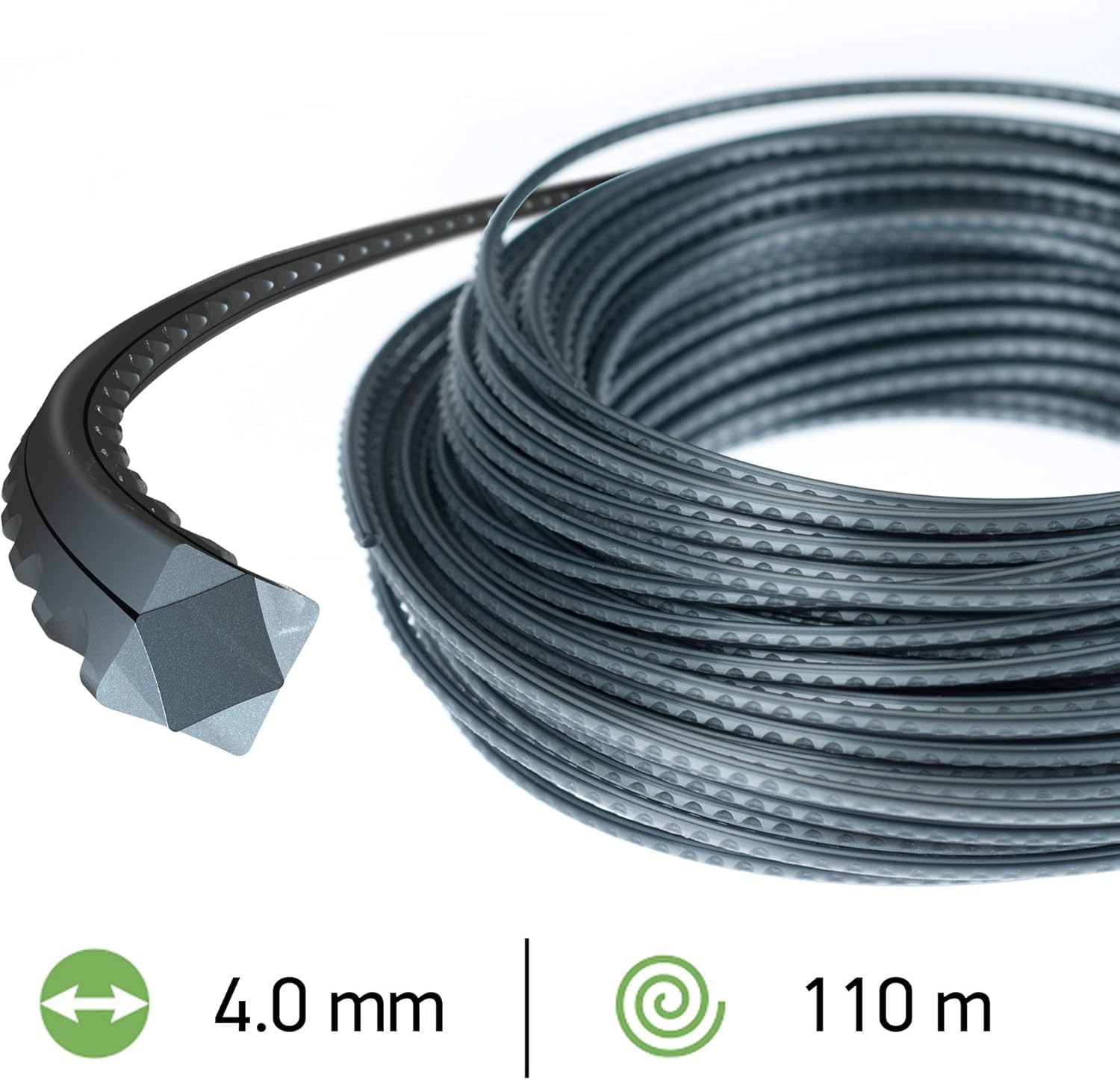 Oregon Hilo Dentado para Desbrozadora 4mm, Hierba, Maleza, Vegetación y más, Hilo de Nylon de Gran Resistencia, Compatible con la Mayoría de Modelos Estándar, 4.0mm x 110m (111091E) - 2
