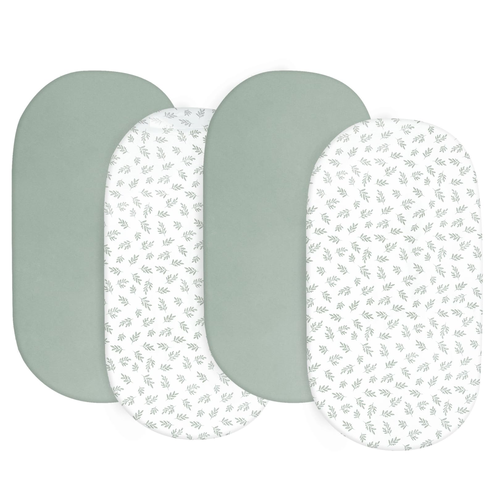 Baby Bassinet Sheets 4 Pack Compatible with SNOO Smart Sleeper and UPPAbaby Bassinet, Ultra Soft &amp; Skin-Friendly, Washer &amp; Dryer, Green