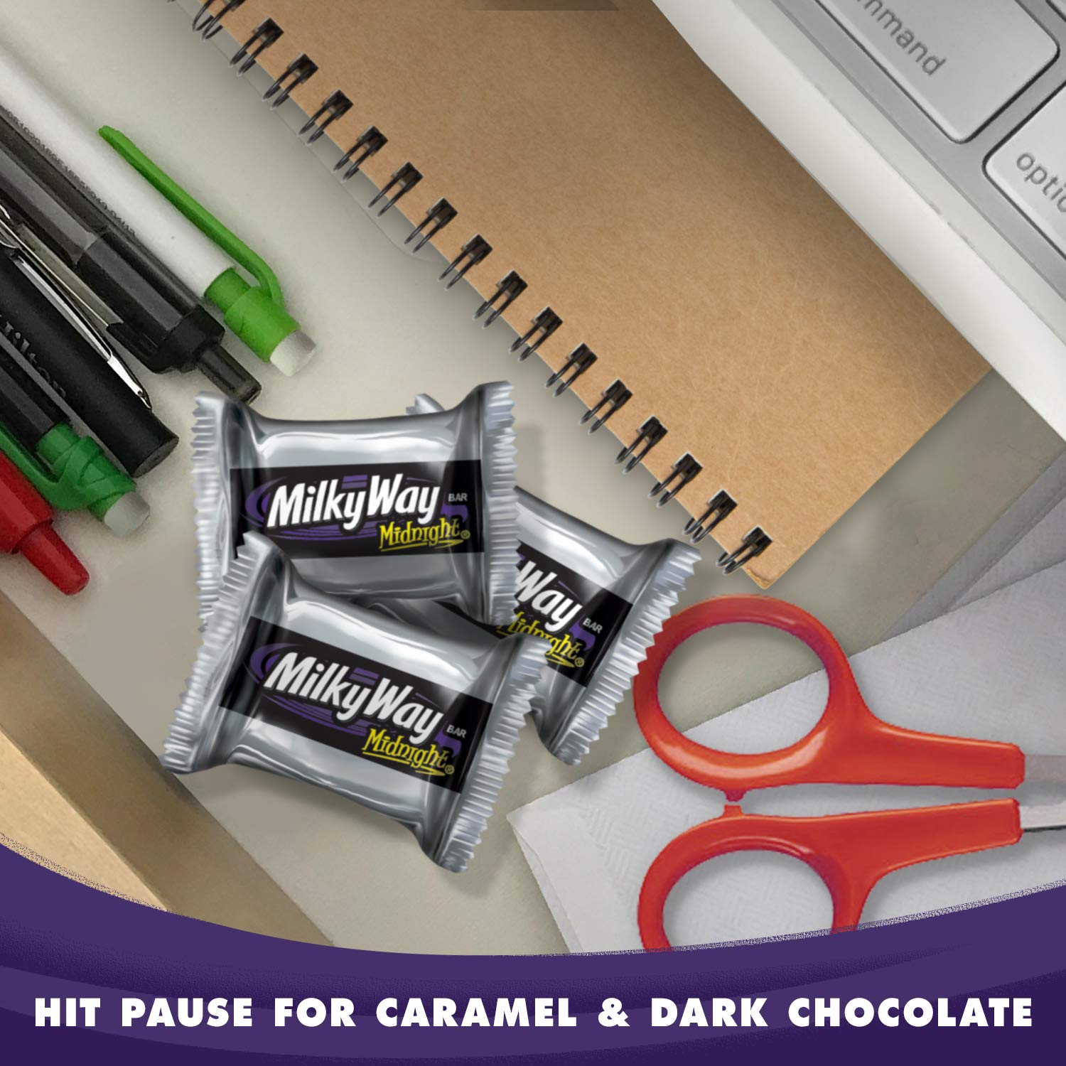 Milky Way Midnight Dark Chocolate Minis Size Candy Bars Bag, 8.9 Oz